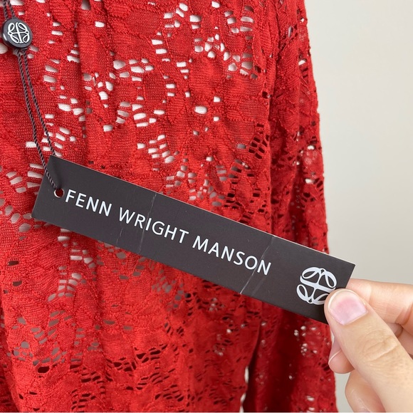 Fenn Wright Manson Red Lace Long Sleeve Blouse Top New Women Size 1X - Picture 3 of 8